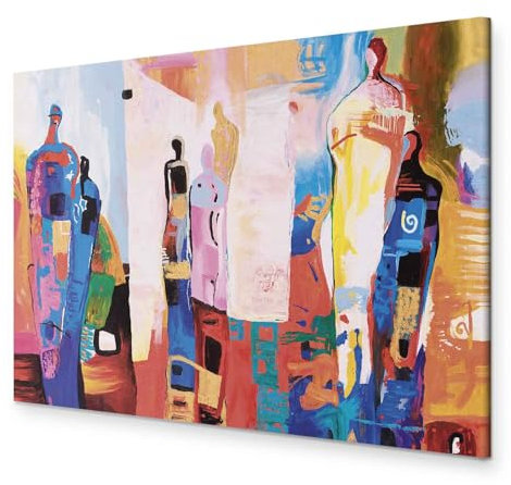 murando - Akustikbild Abstrakt Bilder Akustikschaum Hochleistungsschallabsorber Schallschutz Leinwand 1 tlg Wandbild Raumakustik Schalldämmung Gestalt Figuren bunt a-A-0543-b-a
