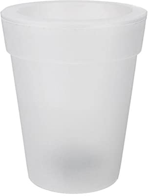 GANAZONO LED Light Planter Illuminated Planter Vase Decorative Solar Flowerpot Outdoor Balcony Landscape Night Lamp for Desk Garden Yard (White)