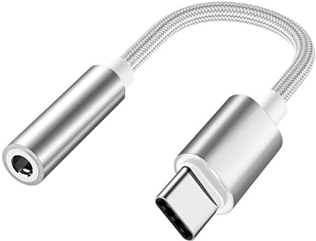 PADCR USB C hörlursadapter, USB-C till 3,5 mm hörlurar, ljudadapter, universal... (silver)