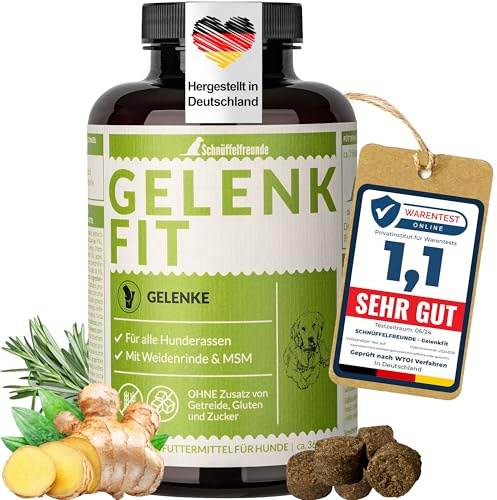 Schnüffelfreunde Gelenk Fit I Nahrungsergänzungsmittel für Hunde zur Unterstützung der Knochen und Gelenke I Mit Grünlippmuschel, MSM und Kurkuma (300g - ca. 360 Stück)