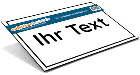 Schild mit Wunschtext selber gestalten – Alu-Schild für Privatgrundstück, Privatparkplatz, Baustelle, etc. – wetterfestes Alu-Verbund Hinweisschild (300 x 200 x 4 mm | Weiß)