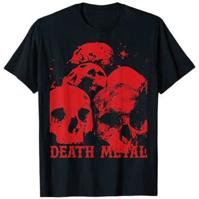 Camiseta Death Metal con calaveras rojas Camiseta