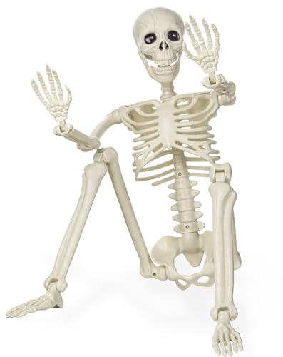 XONOR 91 cm Halloween-Skelett, realistisches menschliches Kunststoff-Skelett mit beweglichen Gelenken für Spukhaus-Requisiten, Dekorationen