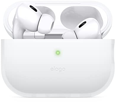 elago Silikon Hülle für AirPods Pro 2 | Front-LED sichtbar, kabelloses Laden (Nachtleuchtendes Blau)