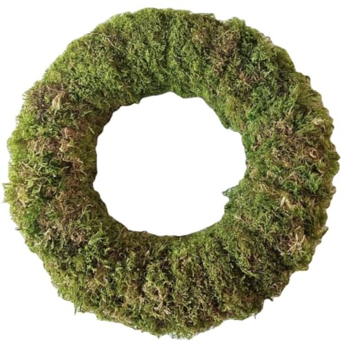 Amosfun Mooskranzring Selbstgemacht Kranz Moos Künstlich 30cm Grün Rattan Ring zum Basteln Türkranz Wanddeko für Weihnachten Hochzeit Party Wohnzimmer Schlafzimmer