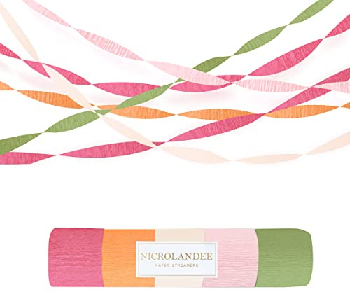 NICROLANDEE 5 Rolls Pastel Crepe Paper Streamers Backdrop Decorations for Easter Decorations, Birthday, Wedding, Garden Party, Bridal Shower, Baby Shower, Spring Home Decor