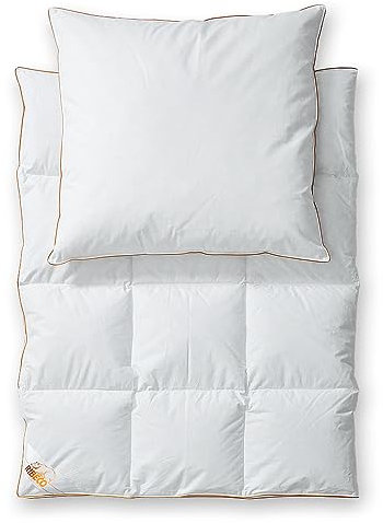 RIBECO GERMANY 135x200 cm weiß - Wärmeklasse: extrawarm - Komfort: normal - Kissengröße: 80x80 cm 80x80 cm Daunendecke, Gänsedaune, hochwertig, Qualität, Set, Made in Germany