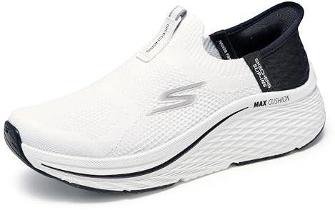 Skechers dam max dämpning Elite 2.0 eviga handsfree slipins sneaker, Vit/svart, 38 EU