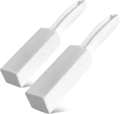 （2pack） UNOD White Cleaning Pumice Stone with Handle，Toilet Bowl Cleaner，Removing Hard Water Stain Ring。Clean up The Stains on Tiles, Bathrooms & Pools. (2, w)