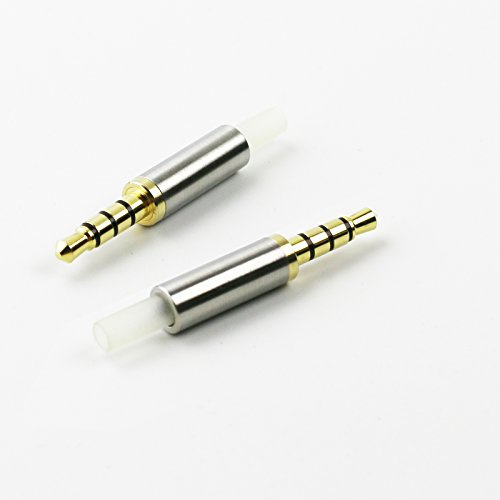 ABLET 2 Pack Gold 1/8 3.5mm 4 Pole TRRS Male Reparatur Kopfhörer Buchse Stecker Metall Audio Löten Headset Stecker Silber