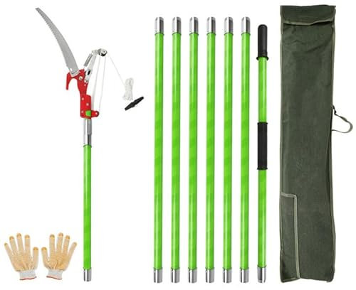 Grensåg med teleskophandtag, 8 m, handsåg, grensax, trädsåg med bärväska och sågblad, sax teleskopsåg, hög knapp, handsåg för höga grenar, stångsåg handhandtagssåg