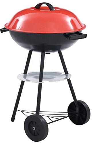 Barbecue à charbon de bois portable XXL avec roulettes 44 cm - Maison et jardin
