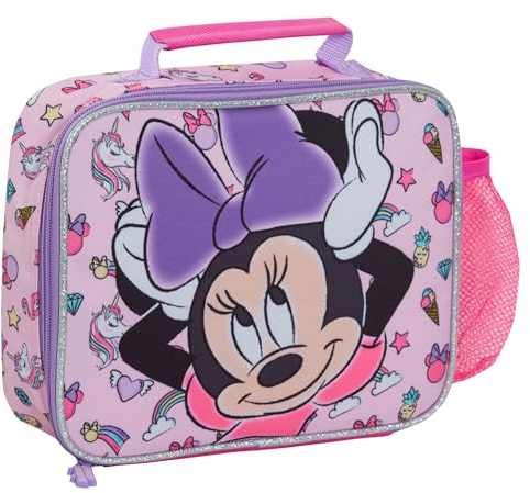 Disney Minnie Mouse Lunch Bag with Bottle Holder for Girls School Insulated Cooler Lunchbox
