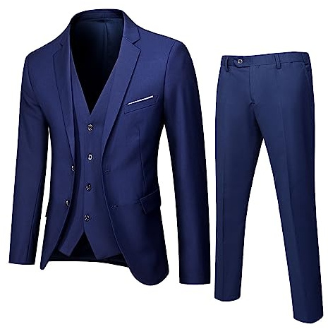 Bauzuoyo 3 teiliger Anzu Herren Slim Fit Smoking Anzug für Männer Smoking Klassische Blazer Weste Hosen Set Blazer Weste Hose Mode Schalkragen Formell Business Herrenanzug Sakko Hose