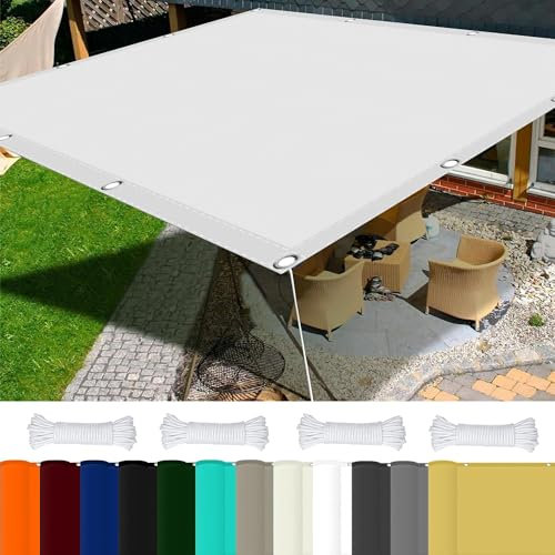 Vela Ombreggiante Quadrata 5 x 10 m 98% Protezione UV Tende Parasole Rettangolare Poliestere per Giardino, Balcone, Piscina, Bianco