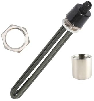 LVSELINGI 220V Elemento Calentador de Agua de inmersión eléctrica, Resistencia de 3kw/6kw/9kw/12kw, Acero Inoxidable Verde DN40, 304 Cheerfully(Heater Nut Thread,6KW 250mm)