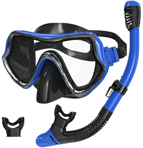 G2RISE SN02 Snorkel Set Adults - Scuba Mask Diving Goggles Dry Snorkeling Gear with Breath Easy Airflow Tech & Anti-fog Design（2PACK)