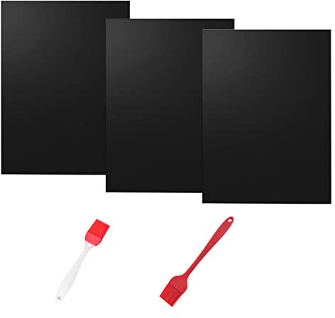 MERRYHAPY 3stücke Teiliges BBQ Grillmatte Mit Pinseln Hitzebeständige Antihaftbeschichtete Grillunterlage Für Sicheres Grillen Und Einfaches Reinigen
