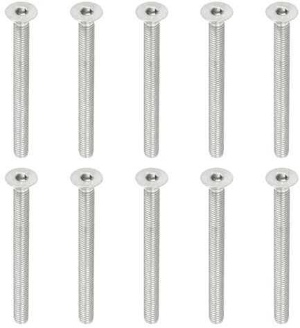 PATIKIL Tornillos de Cabeza Plana M6 x 70mm, 10Pcs Tornillos de Acero Inoxidable 304 18-8 Pernos Avellanados Planos, Sujetadores con Cabeza Hueca Hexagonal, Grado 6.8