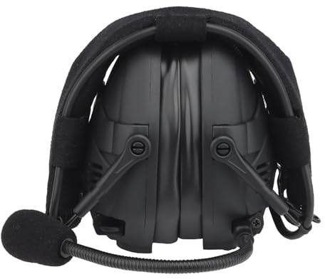 Casque tactique monté sur la tête, oreillettes en silicone Casque de communication Protection des oreilles Casque antibruit pour les activités de plein air (antibruit)(Black)