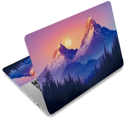 PLIGREAT Sonnenschein auf dem Berg Kunst Laptop Haut Aufkleber Aufkleber Universal Notebook Dekoratives DIY Aquarell Schutz Abdeckung Aufkleber für 12 13 13,3 14 15 Zoll Laptop Netbook PC