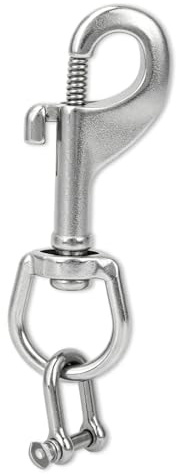 equlup Stainless Steel Bolts Snap Hook, Single End Diving Clip with D Ring Shackle Portable SecurityIng Diving Rotating Snap Hooks for Diving Keychain, Camera Strap, Dog Collar Leash