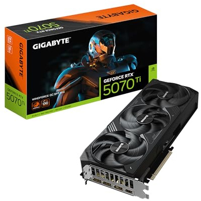 GIGABYTE Tarjeta gráfica GeForce RTX 5070 Ti WINDFORCE OC SFF 16G, 16GB 256-bit GDDR7, PCIe 5.0, sistema de refrigeración WINDFORCE, tarjeta de video GV-N507TWF3OC-16GD