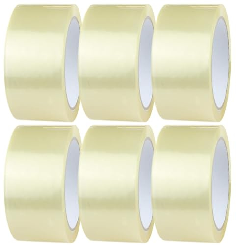 D&S* MART Clear Tape 6 Rolls of 48mm x 66m | Secure Sticky Parcel Tape for Packing Boxes, Moving Boxes, Packing Tape Strong For Moving House | Transparent Tape