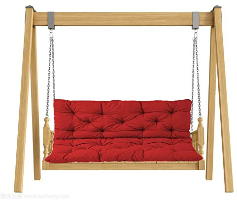 Outdoor-Bankkissen für 2- und 3-Sitzer, Gartenschaukel mit Rückenlehne, Rot, Ersatzpolster, wasserdichte Holzbankkissen, 100 x 100 x 8 cm