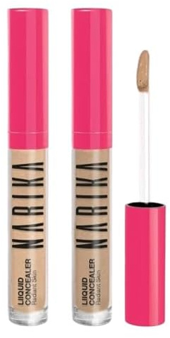 NARIKA Liquid Concealer 02 medium, Correttore Liquido, Formula Coprente Modulabile, Effetto Glow Naturale che copre le occhiaie