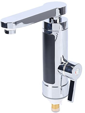 Grifo con calentador de agua instantáneo, 3000 W IPX4 Calentador eléctrico Grifo con indicador de temperatura LED legible, 360° giratorio Grifo calentador instantáneo para cocina, baño (plateado)