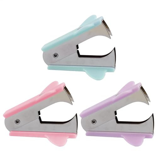 3 Stück Heftklammerentferner Metall Entklammerer Enthefter mit Rutschfest Griff, Ergonomische Klammerentferner Werkzeug für Schule, Büro und Zuhause