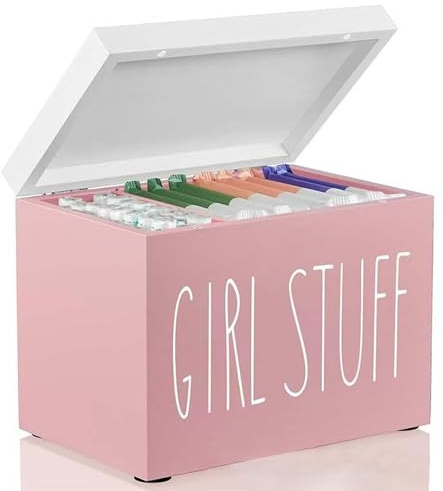 siduytin Tampon Aufbewahrungsbox, rustikaler Holz Badezimmerbehälter für Perioden Organizer, Tampon Halter, Aufbewahrung für Badezimmer Periodenbox, A