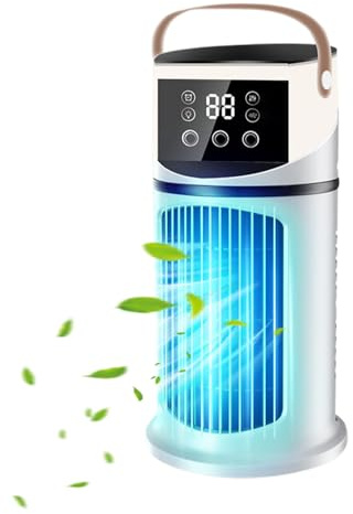 Bärbar luftkonditionering, med justerbar kylfläkt och dimkylare, LED-ljusfunktion för sovrum, sovsal, läsning, arbete och sovkomfort, 27 cm