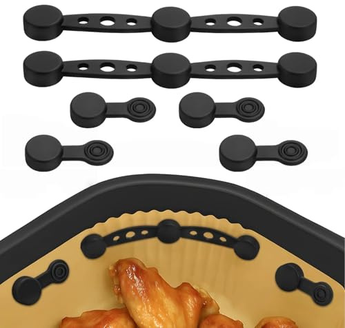 Magnete für Airfryer Backpapier, Magnetische Silikon Befestigungsschnalle Hochtemperaturbeständige für Heißluftfritteuse Verhindern Backpapier Liner von Der Abdeckung von Lebensmitteln (Schwarz*2)