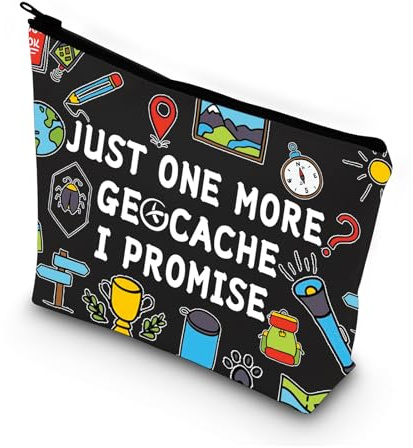 BDPWSS Funny Geocaching Gift For Geocacher Gift Just one more geocache I promise Makeup Bag Outdoor Lover Travel Pouch (more geocache BL)