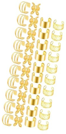 MotiveTech 40 Stück Dreadlocks Perlen Verstellbare Metall Haarspangen Haarschmuck Zierringe Geeignet für Festivals Konzerte Kreative Termine, Gold 40 Stück