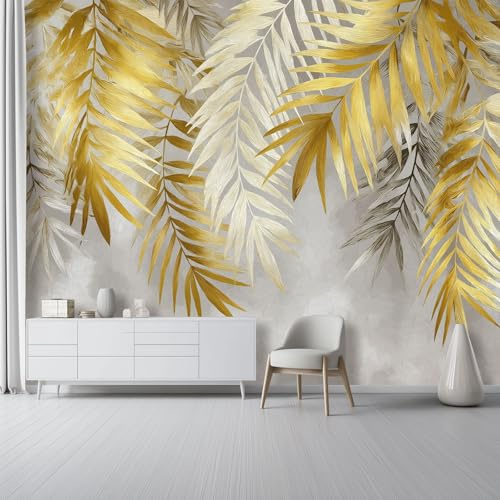 Générique Papier Peint Panoramique Simplicité - 3D Poster Papier Peint Intissé avec Plantes Feuilles De Palmier Estampado, 400 x 280 cm Mural pour Chambre Salon Bureau Décoration