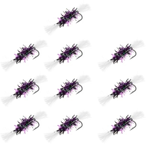 ECSiNG 10 moscas de trucha de buzzer número 12 para pesca en aguas poco profundas, pesca en el mar, 13,7 mm
