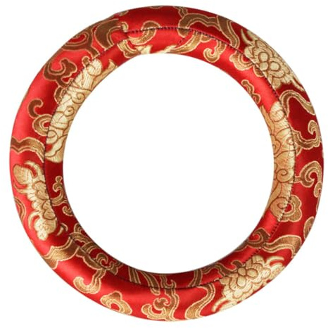 Mikinona Cojín para Cuenco Tibetano de Algodón y Seda Base Antideslizante para Meditación Budista Soporte Decorativo Rojo para Cuencos Musicales
