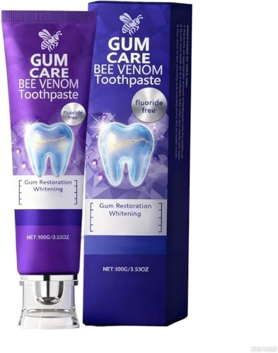 Bee Venom Dental Treatment Toothpaste, Gum Therapy Bee Venom Toothpastes, Natural Whitening Toothpaste, Fresh Breath, Thoroughly Removes Stain for Men and Women (100G)