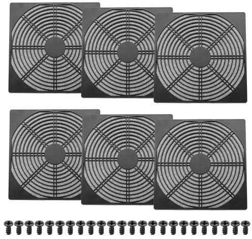 PATIKIL 200mm Fan Filter Grill, 6 Pcs Plastic Ventilation Dustproof Grill Cover Cooling Ventilator with Screws for Industry Workshop Computer Case Refrigerators Air Conditioning, Black