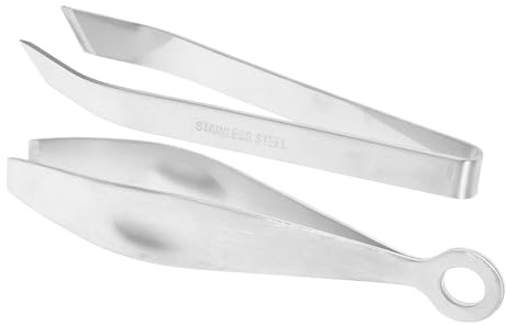 SHOWERORO 2Pcs Stainless Steel Fish Bone Tweezers and Goose Hair Removers Set, Kitchen Pincer Puller with 430 Slant Tip 304 Flat Tip, Precise Hair Removal Tool for Cooking and Food