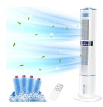 Mobile Air Conditioners, 4 IN 1 Tower Fan/Air Purifier/Humidifier/Evaporative Coolers 65W 60°/360° Oscillation 1-24H Timer 3 Mode 8M/S Wind 4 Ice Box 10M Remote Control for Home Bedroom Office