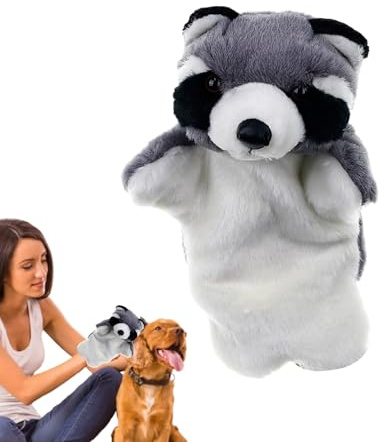 Handpuppe Katze Hund, interaktives Plüschspielzeug Leinwand 25 x 15 cm mit robuster Füllung, sicher für Mensch und Tier, Training gegen Langeweile & Übung, geistige Stimulation