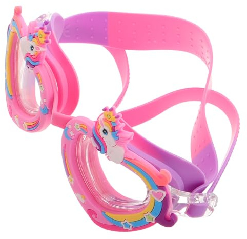 BESPORTBLE Lunettes de Natation Licorne pour Garçon et Filles, Silicone Souple Transparent, Anti-buée et Étanches, Sangle Réglable, Protection Uv, Adaptées pour Entraînement Piscine Garçon