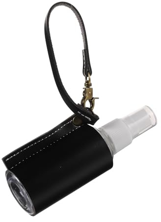 DINHEAROM Hand Sanitiser Bottle with Pu Leather Case and Keychain Holder 60ml Refillable Leakproof Portable Key Chain Lotion Holder for Travel and Everyday Use