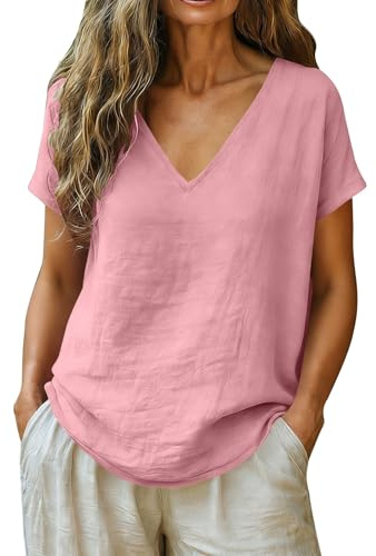 Générique Chemisier Femme Grande Taille Chemisier Transparent Femme Manches Court avec BoutonnéEs BrodéEs Elastique Chic Et éLéGant éTé T-Shirt Tunique