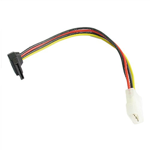 Aukson J32 SATA zu IDE 4-pol Molex Adapterkabel, 15 cm, Abgewinkelt, 15-polig auf 4-polig für Festplatten und PCs, 90° SATA Stecker auf 5,25 Zoll Molex Stromanschluss, SSD/HDD Stromadapter
