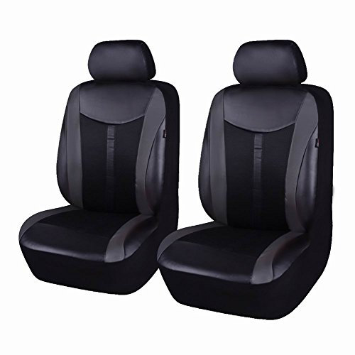Flying Banner Pu Leder Und Mesh Ermöglicht Universelle Auto Sitzbezüge Sets Sit Airbag Kompatibel (Schwarz, 2 Vordersitze)